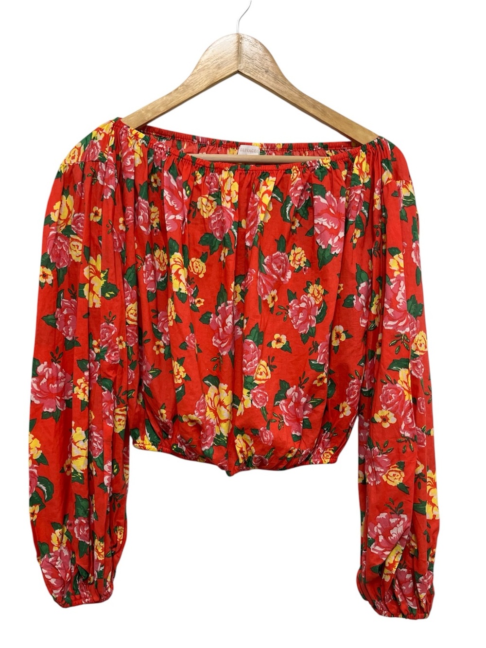 Olivaceous NWT 100% Cotton Off the Shoulder Rose Floral Blouse Top Size Small